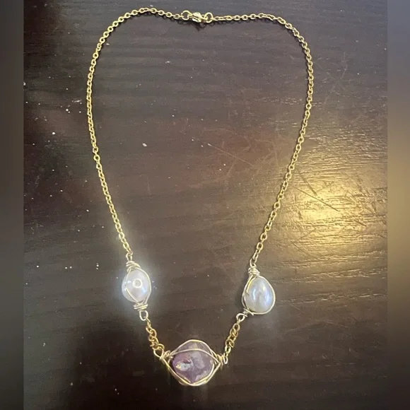 🌊Custom Aura Amethyst & Pearl Choker (15") - Picture 13 of 14